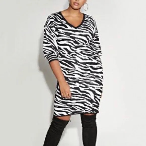 New York & Company Dresses & Skirts - Gabrielle Union x New York & Company Zebra Print Long Sleeve Dress